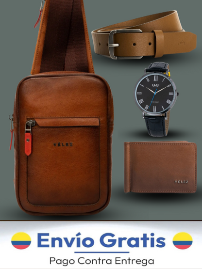 Combo Distinción Total 🧳⌚👜 | Bolso + Billetera + Correa + Reloj Q&Q